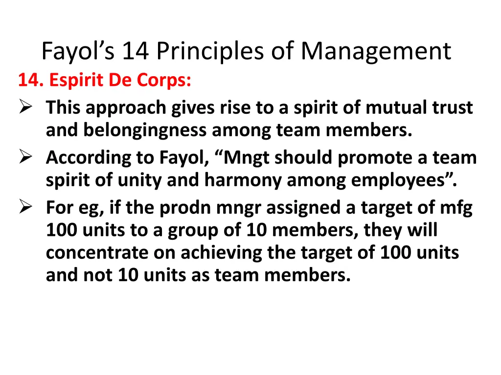 fayol s 14 principles of management 14 espirit