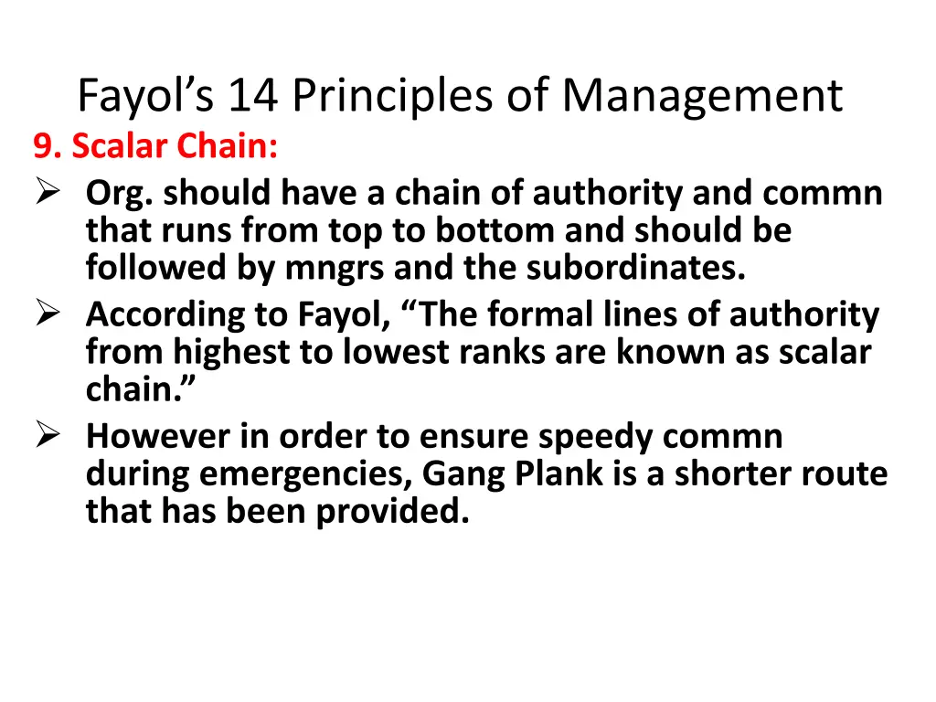 fayol s 14 principles of management 9 scalar