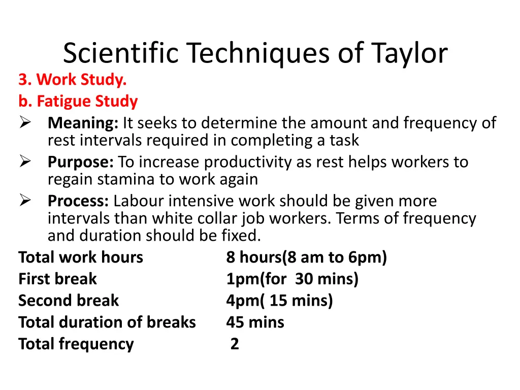 scientific techniques of taylor 3 work study