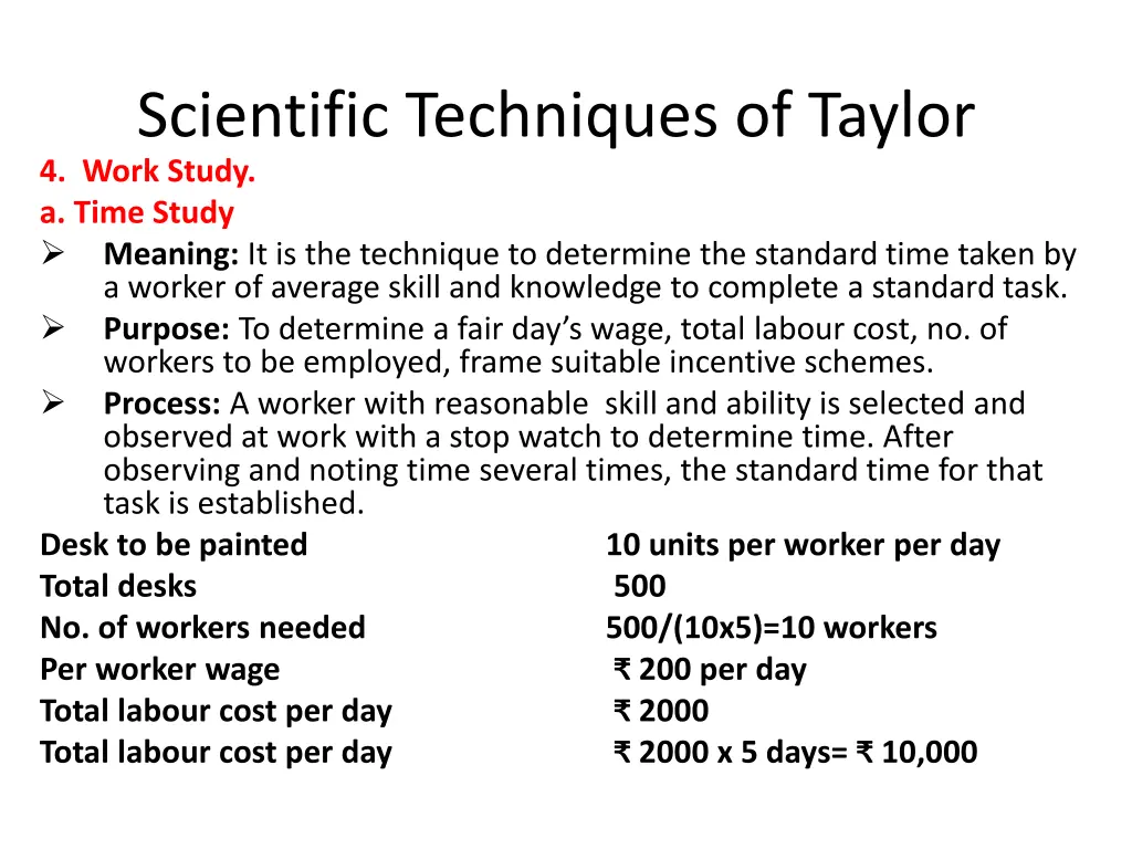 scientific techniques of taylor 4 work study