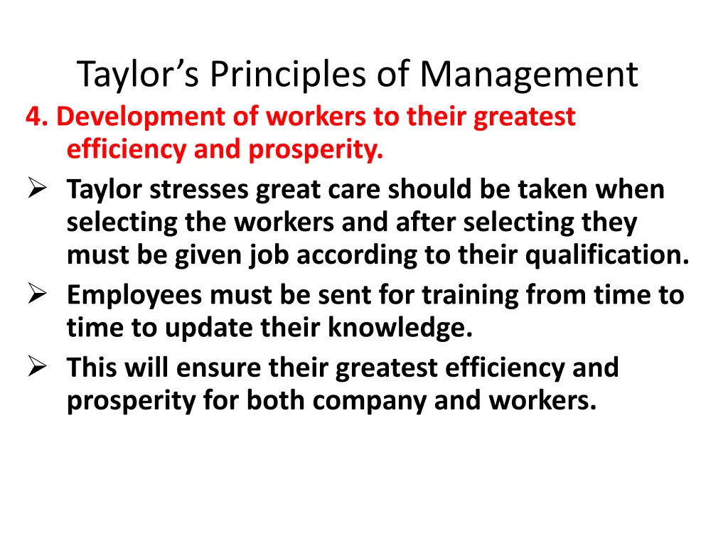 taylor s principles of management 4 development