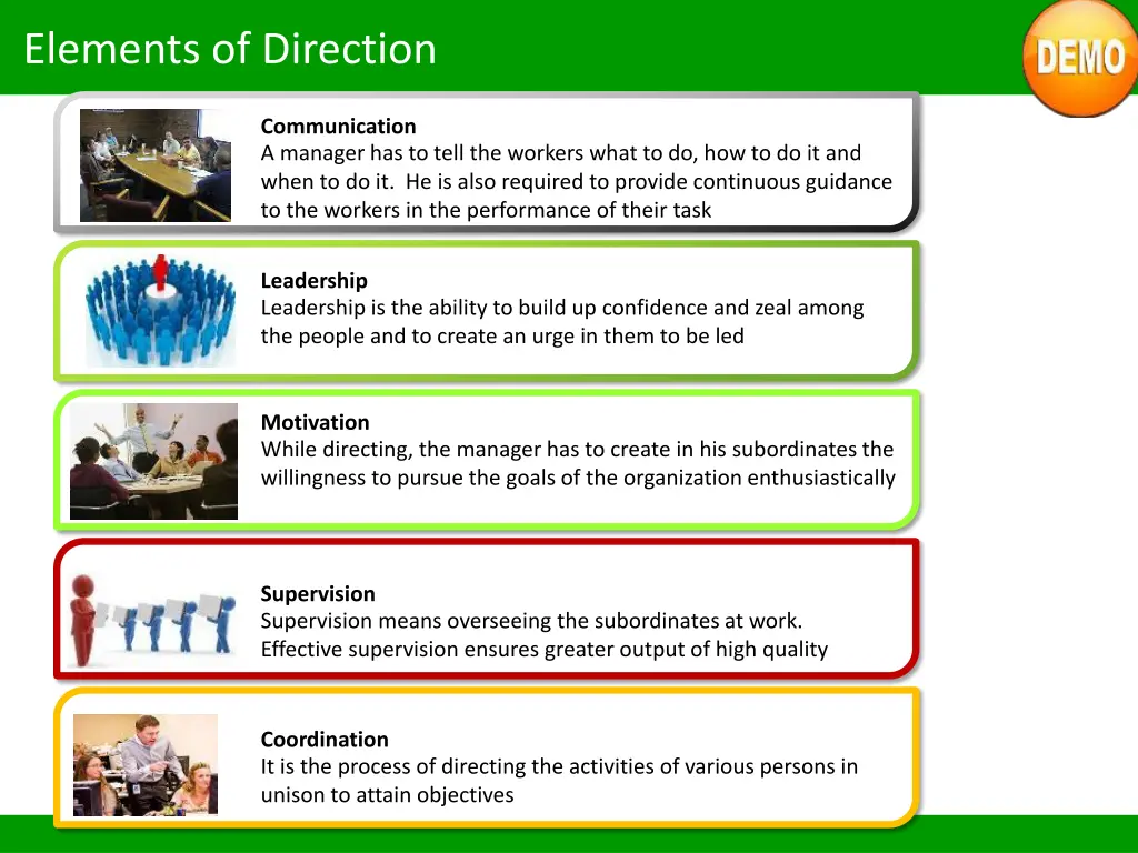 elements of direction