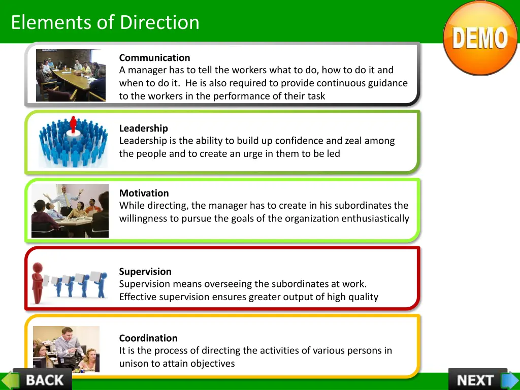 elements of direction