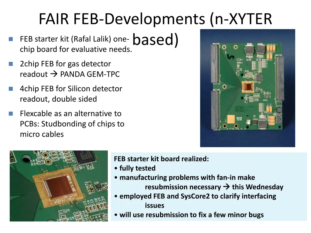 fair feb developments n xyter based chip board