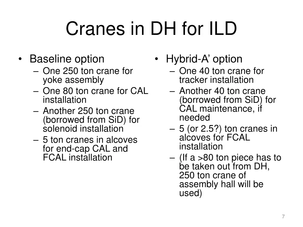 cranes in dh for ild