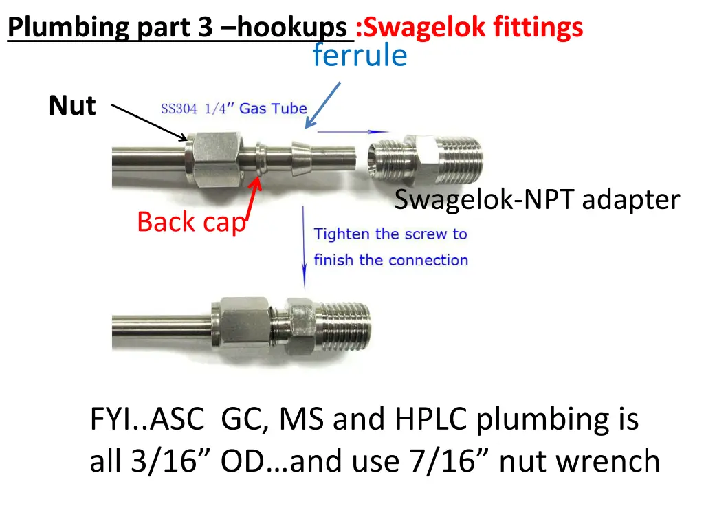 plumbing part 3 hookups swagelok fittings