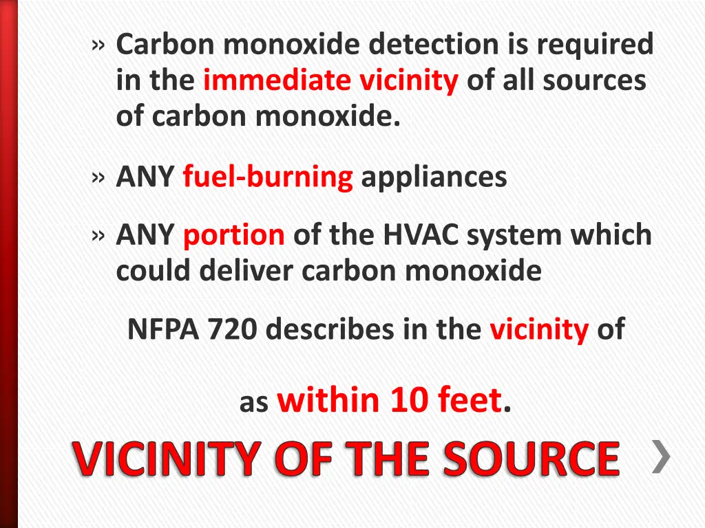 carbon monoxide detection is required