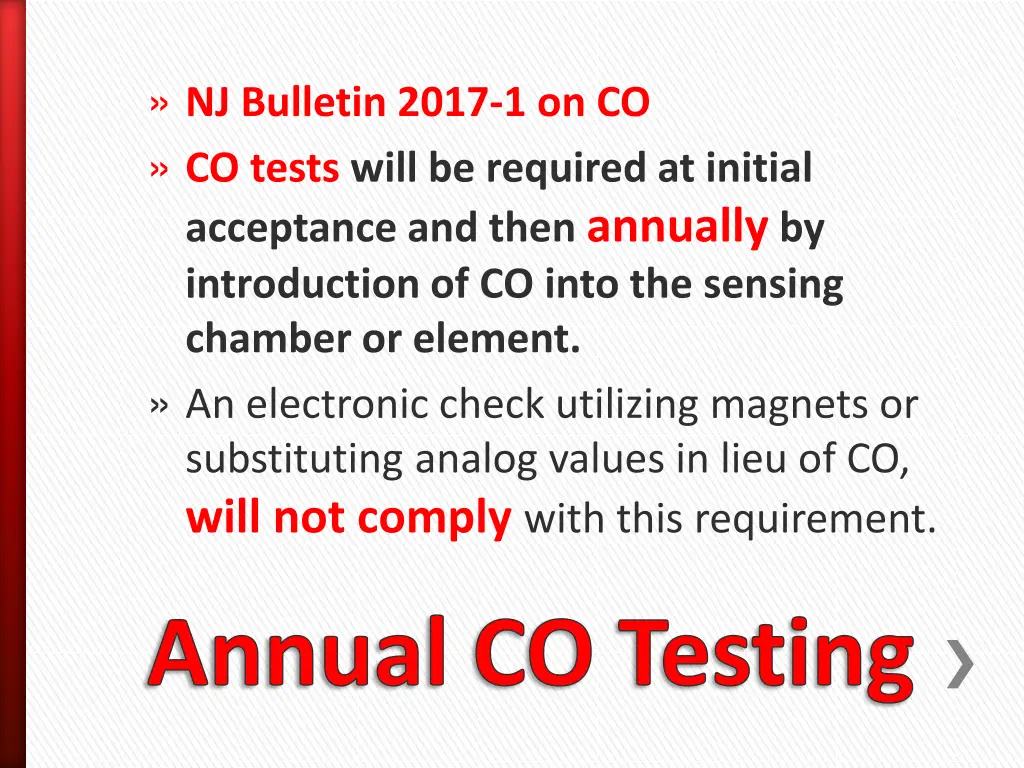 nj bulletin 2017 1 on co co tests will