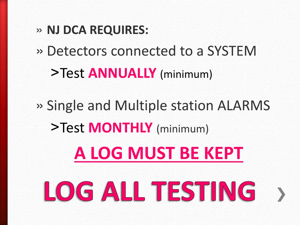 nj dca requires detectors connected to a system