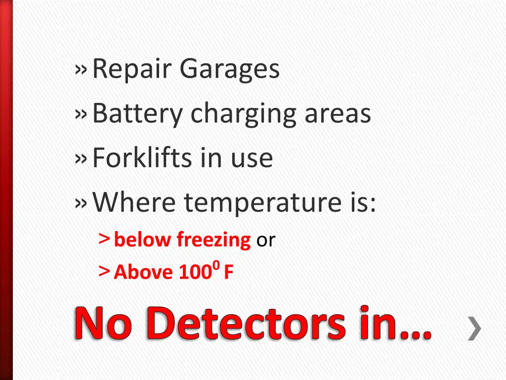 repair garages battery charging areas forklifts