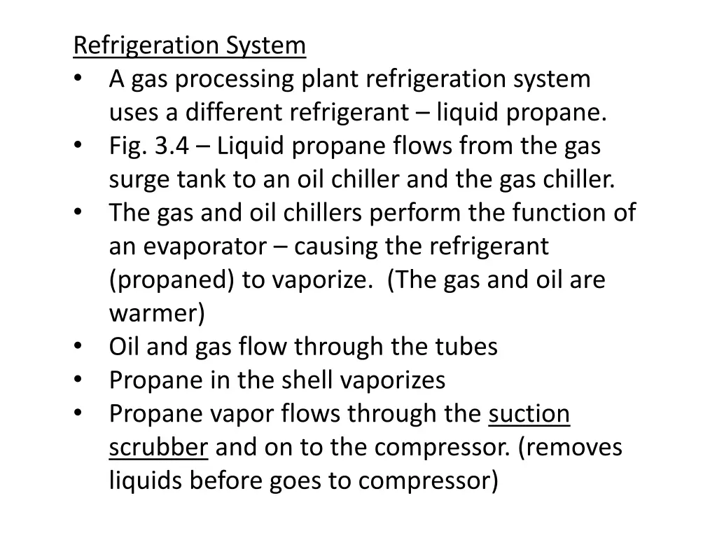 refrigeration system a gas processing plant