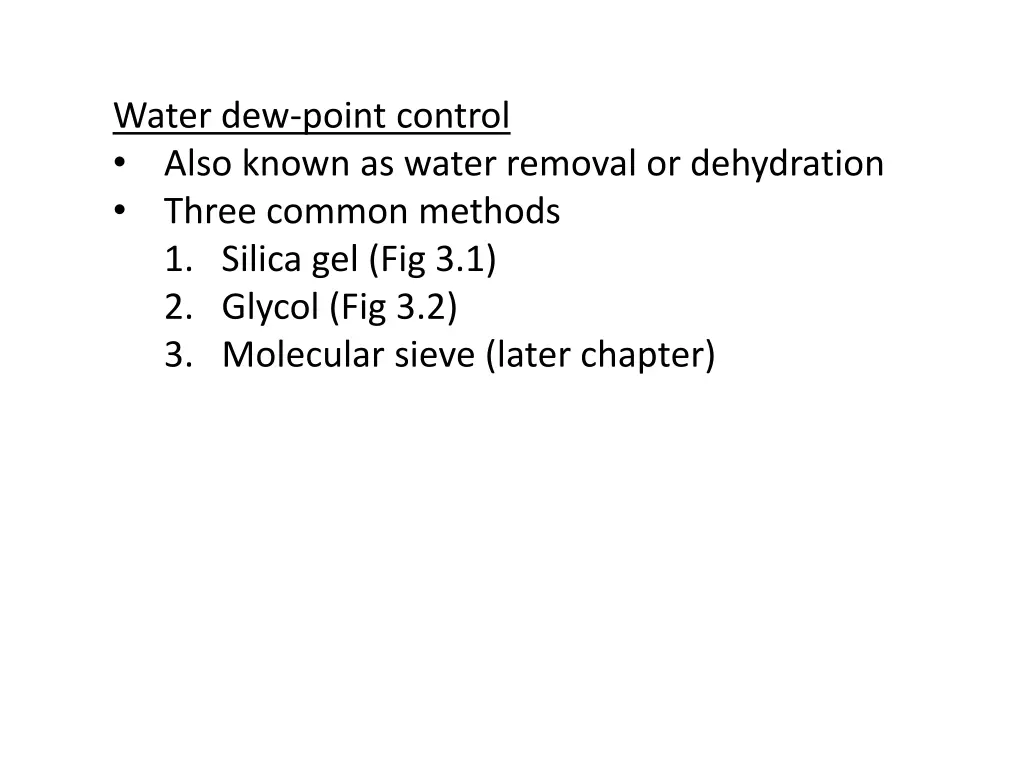 water dew point control also known as water