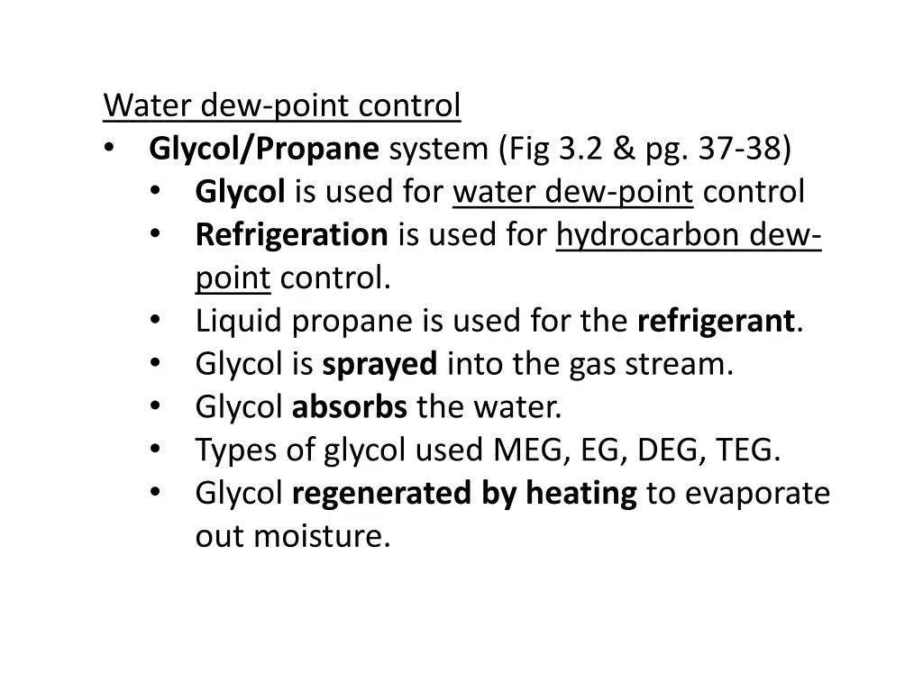 water dew point control glycol propane system