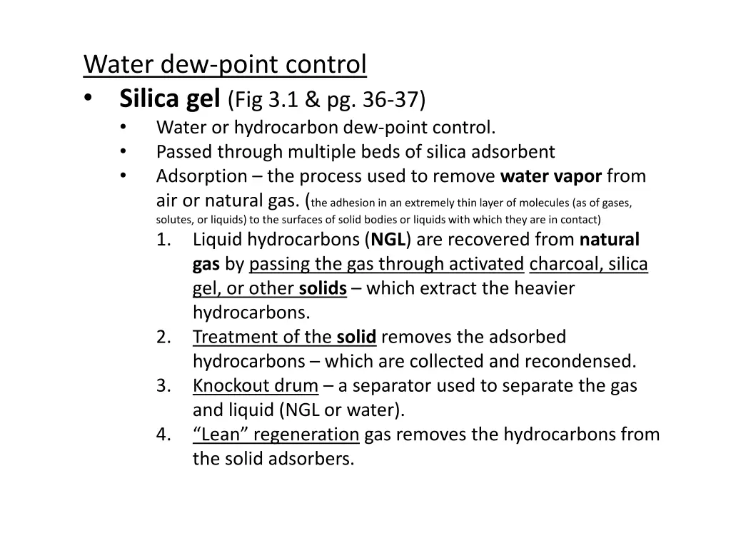 water dew point control silica