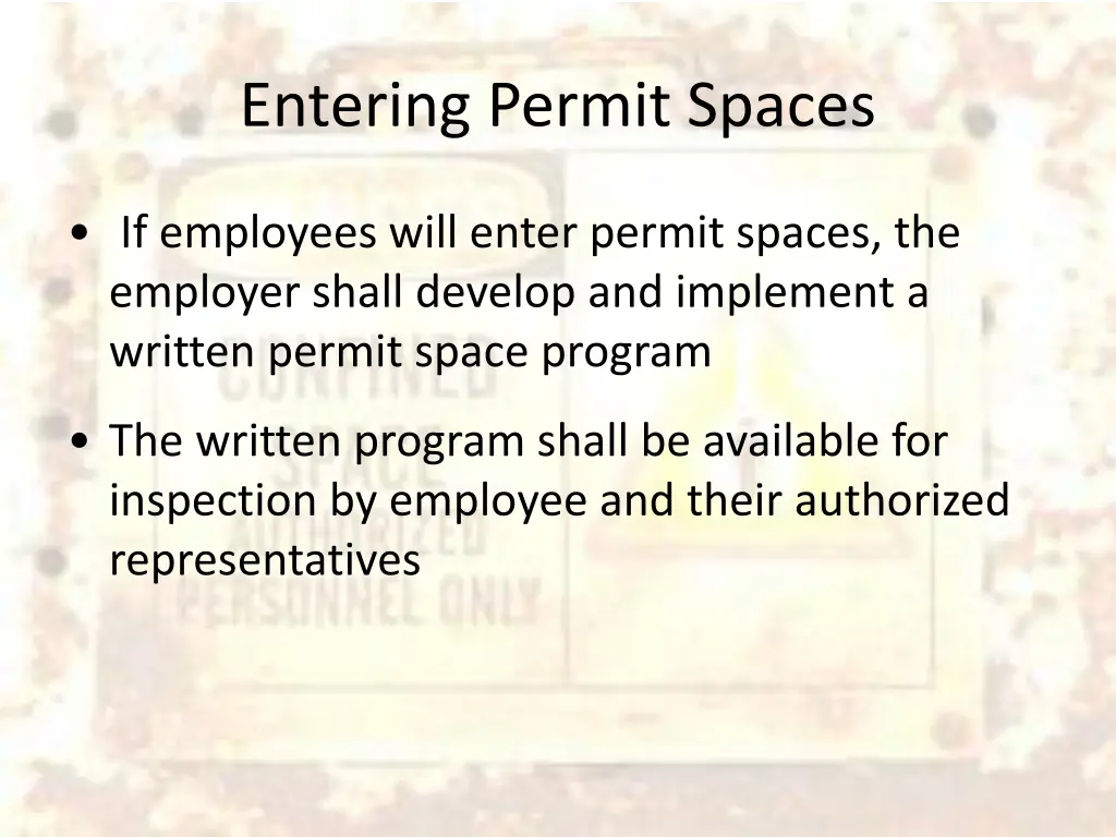 entering permit spaces