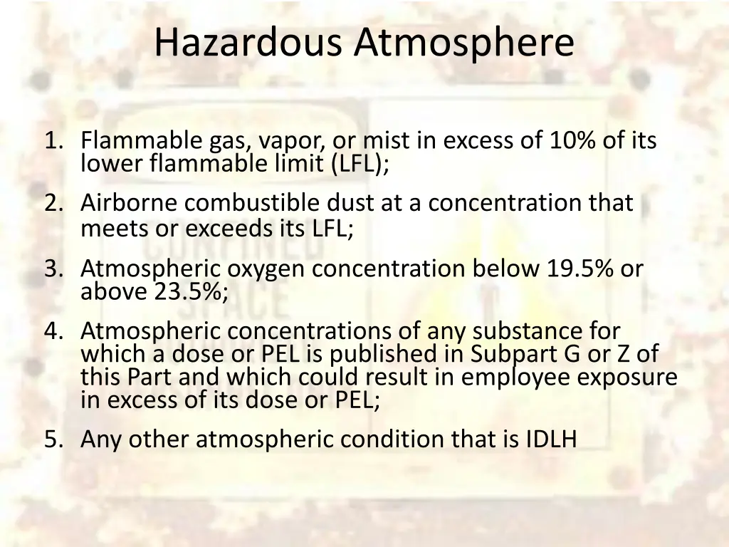 hazardous atmosphere