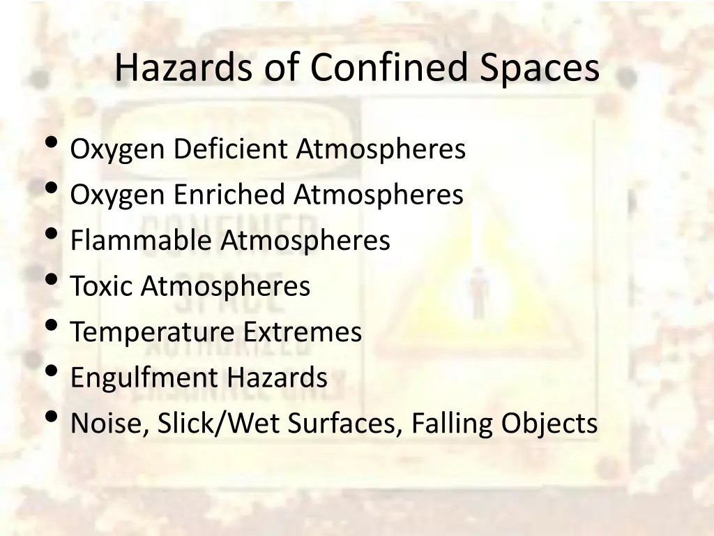 hazards of confined spaces oxygen deficient