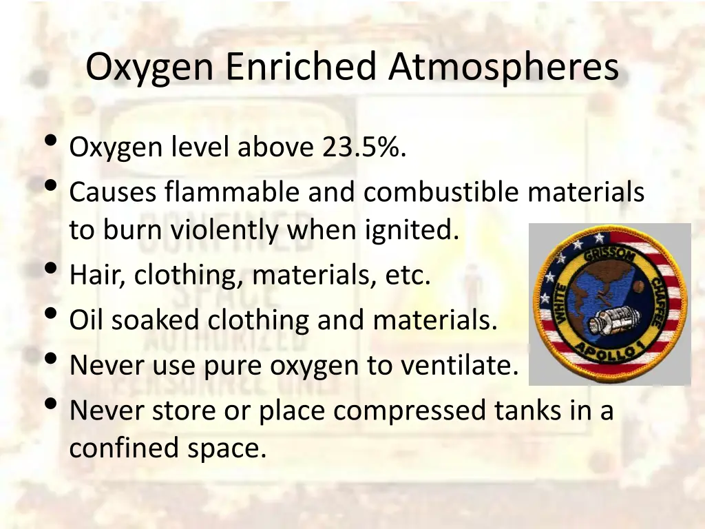 oxygen enriched atmospheres oxygen level above