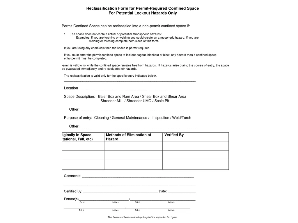 reclassification form for permit required