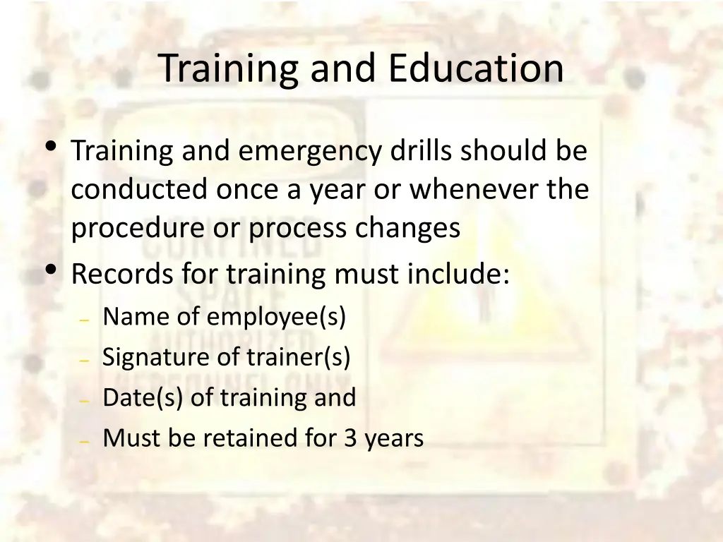 training and education 1