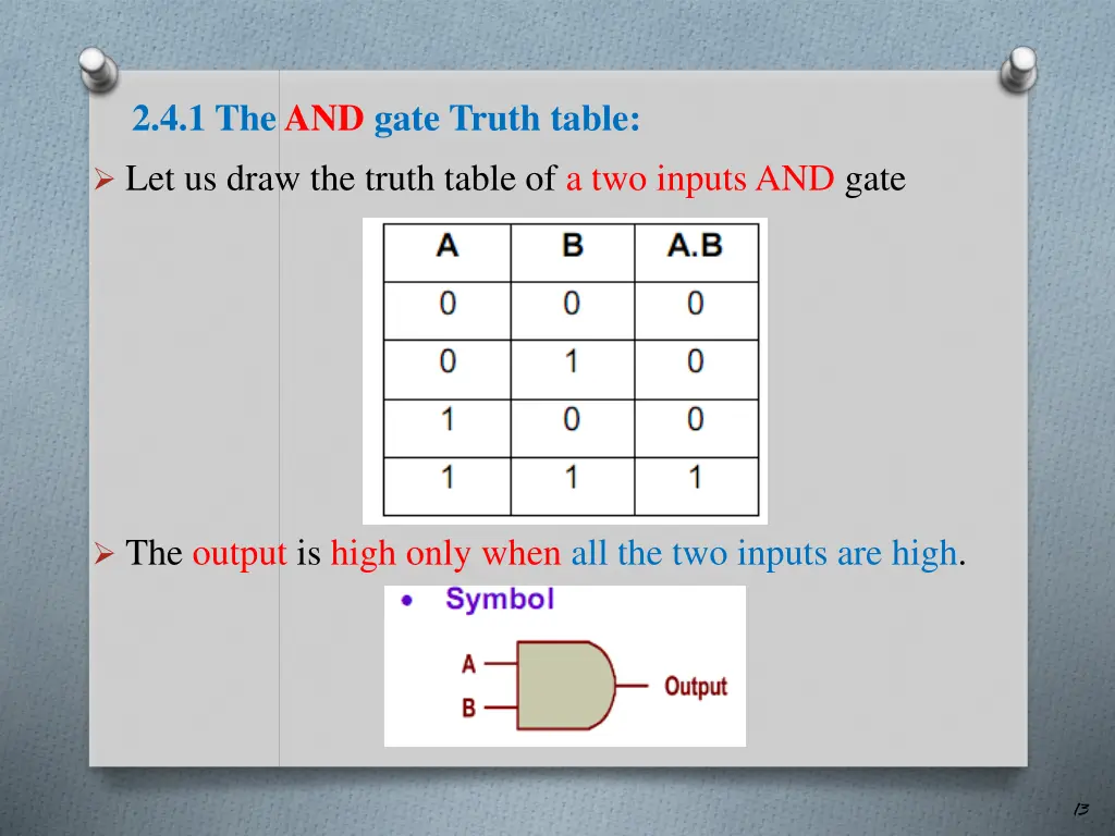 2 4 1 the and gate truth table