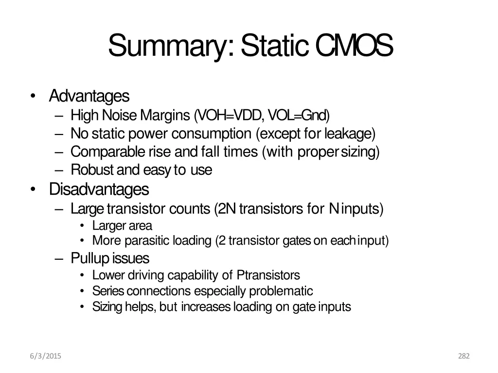 summary staticcmos