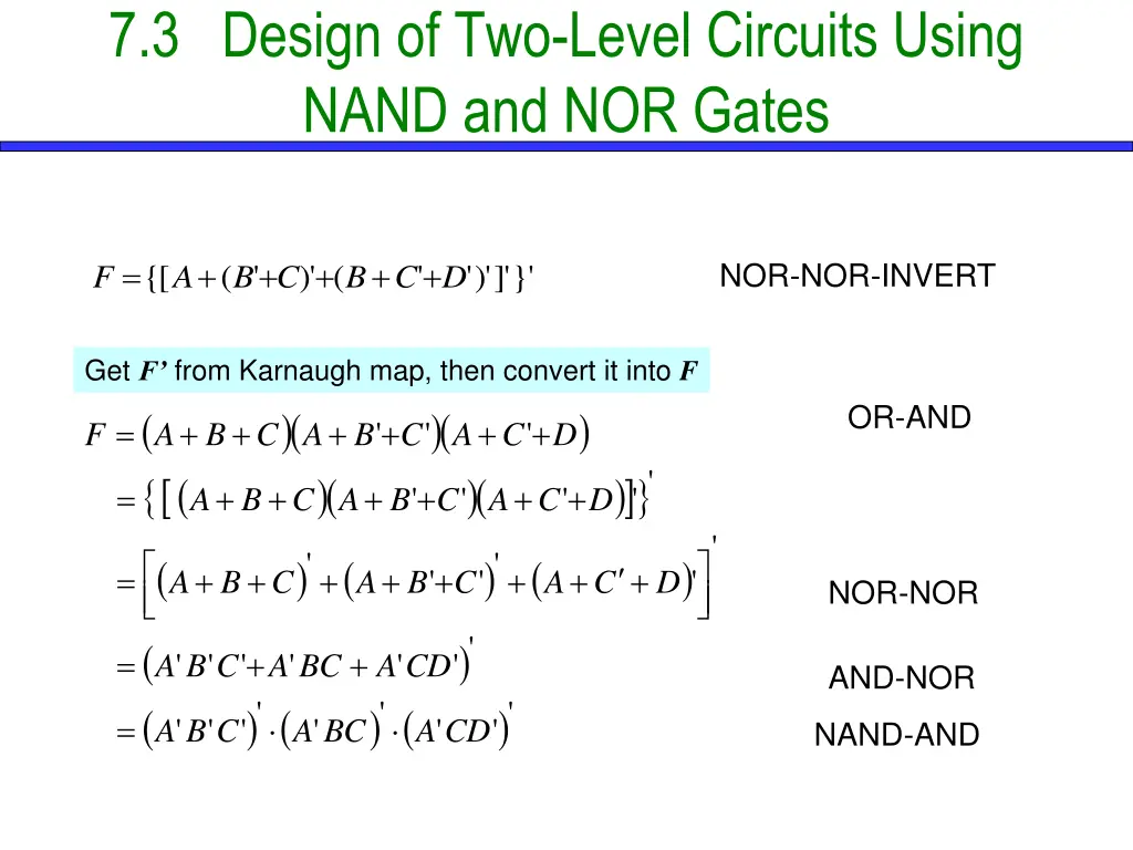 7 3 design of two level circuits using nand 1