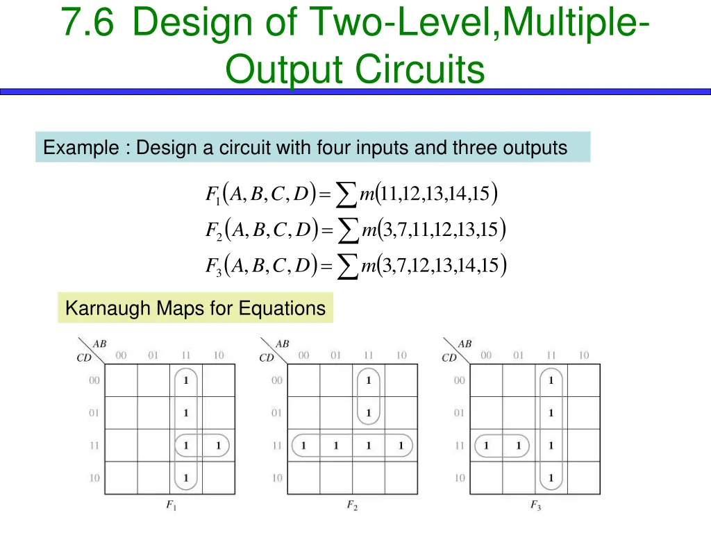 7 6 design of two level multiple output circuits