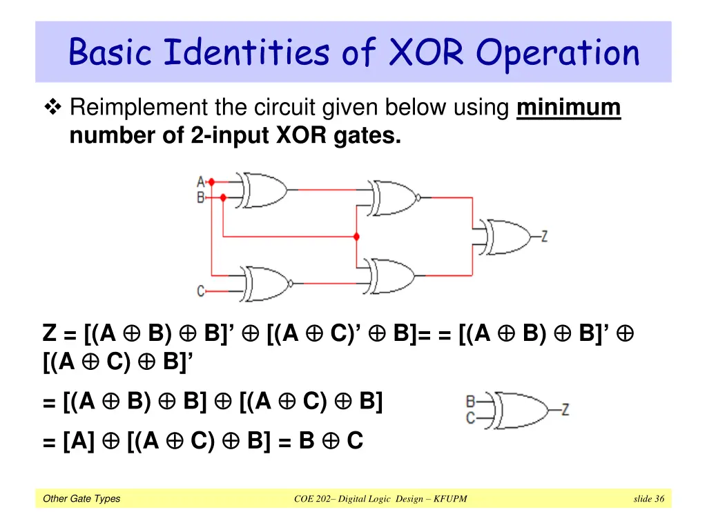 basic identities of xor operation 3