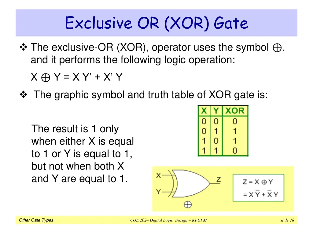 exclusive or xor gate