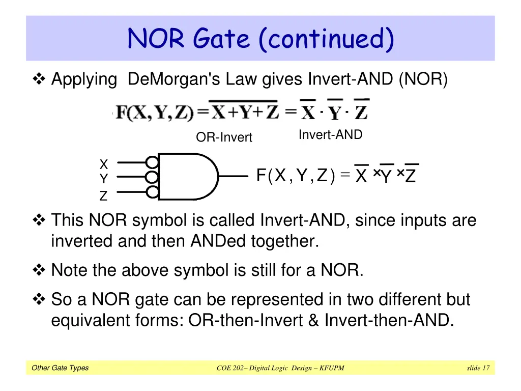 nor gate continued