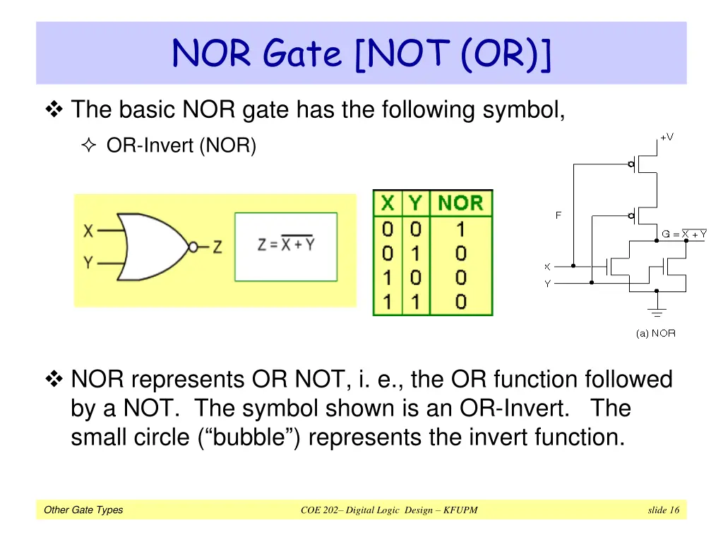 nor gate not or