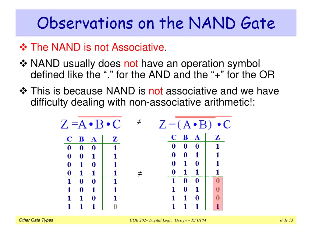 observations on the nand gate