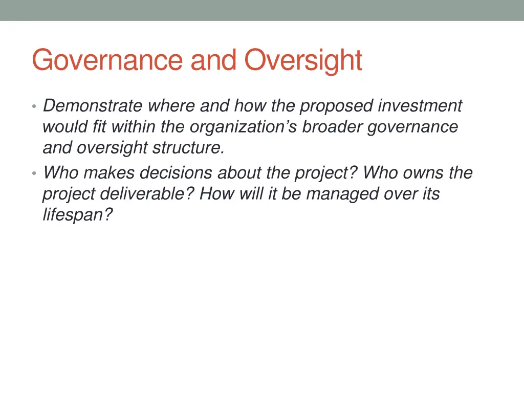 governance and oversight