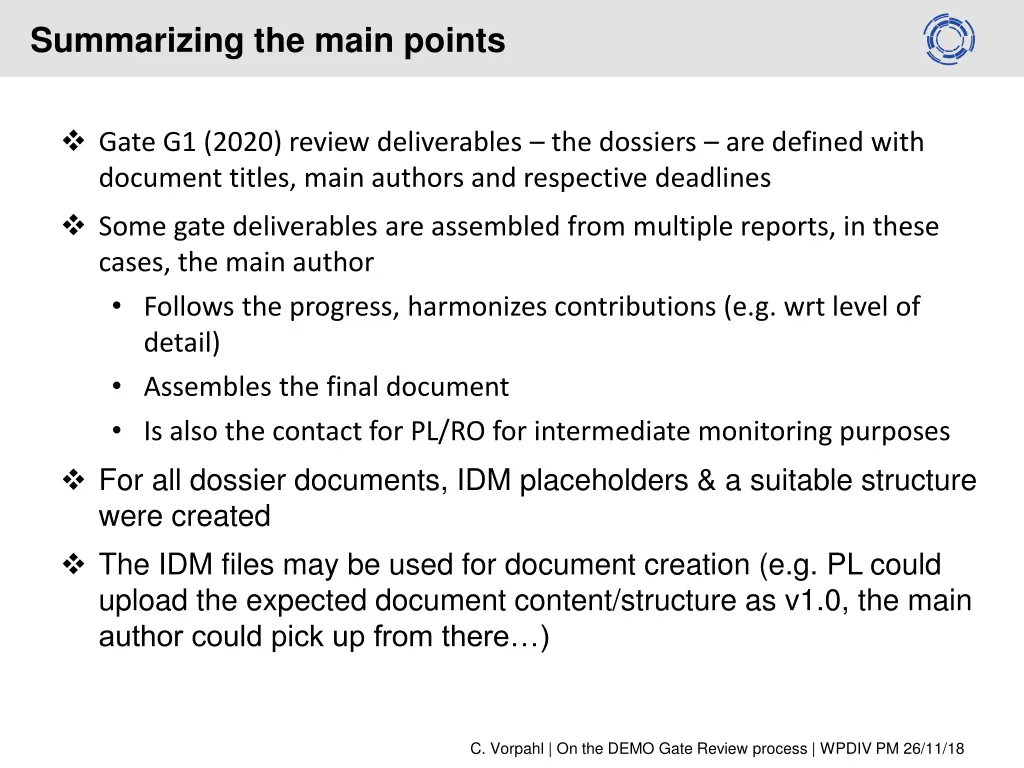 summarizing the main points