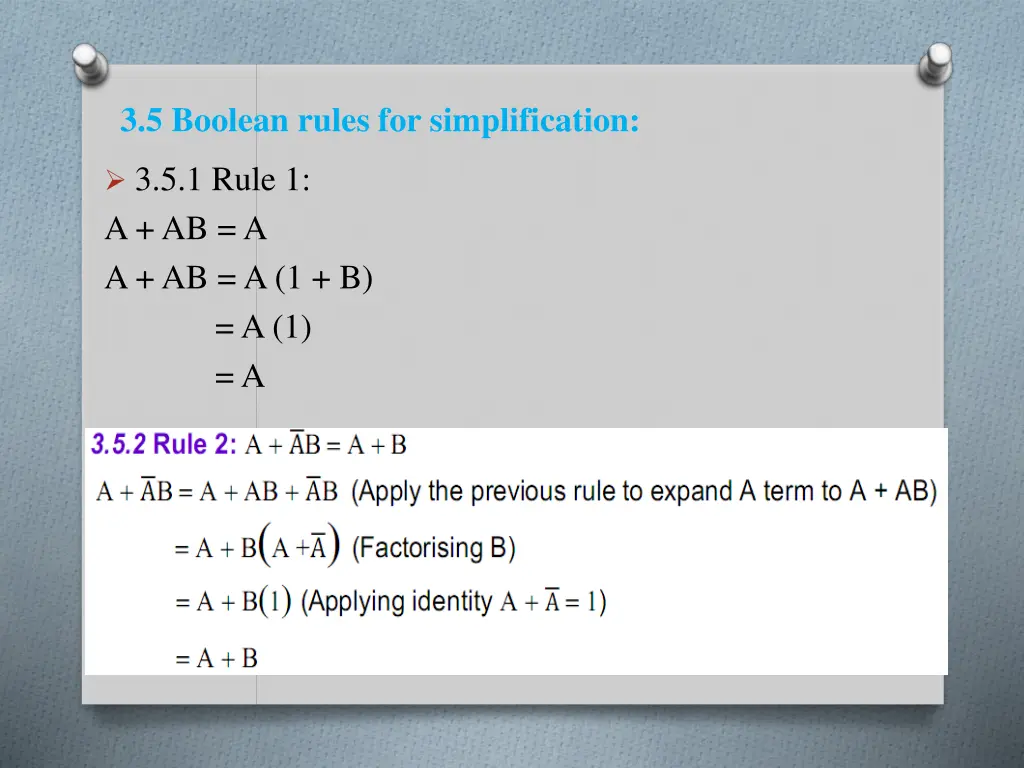 3 5 boolean rules for simplification 1