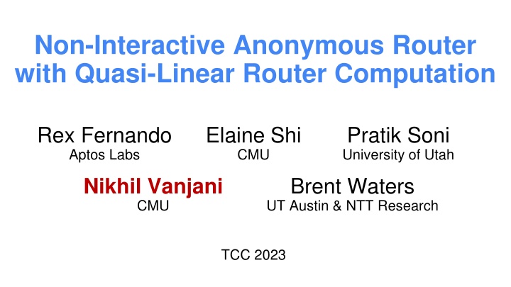 non interactive anonymous router with quasi