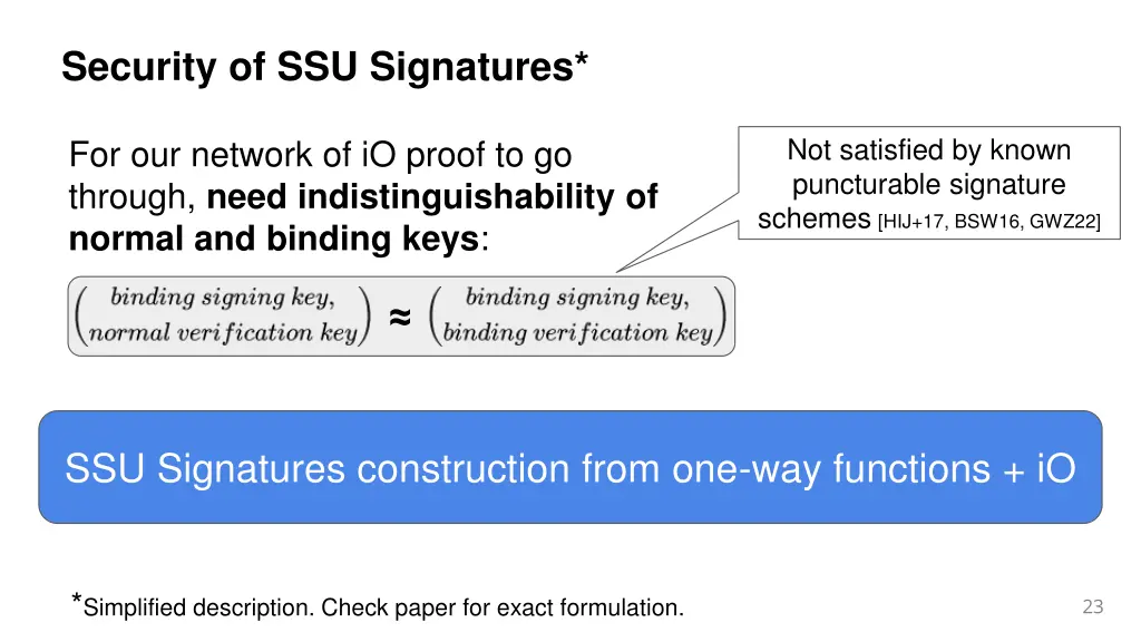 security of ssu signatures