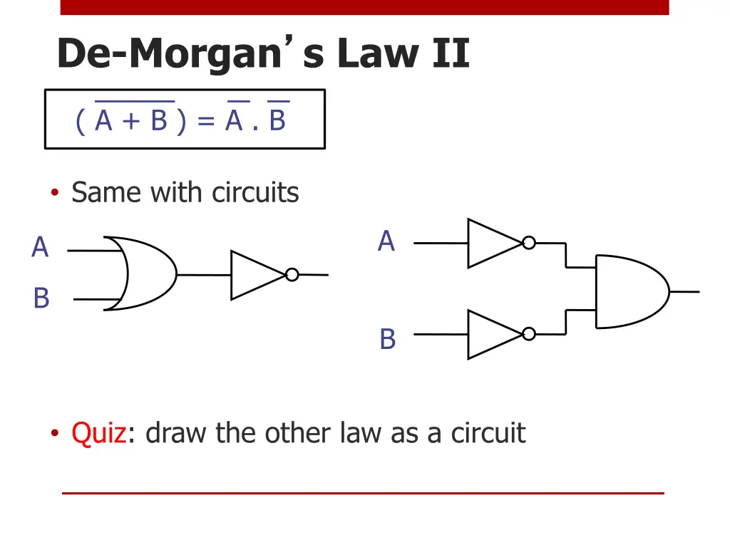 de morgan s law ii