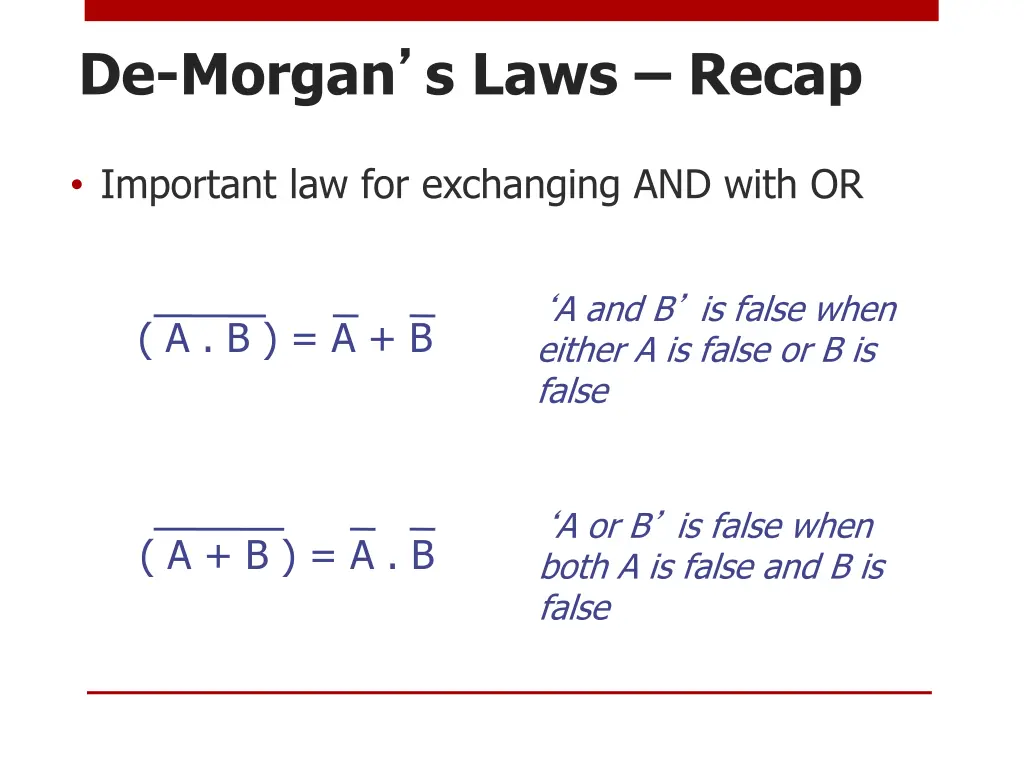 de morgan s laws recap