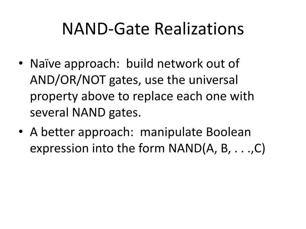 nand gate realizations