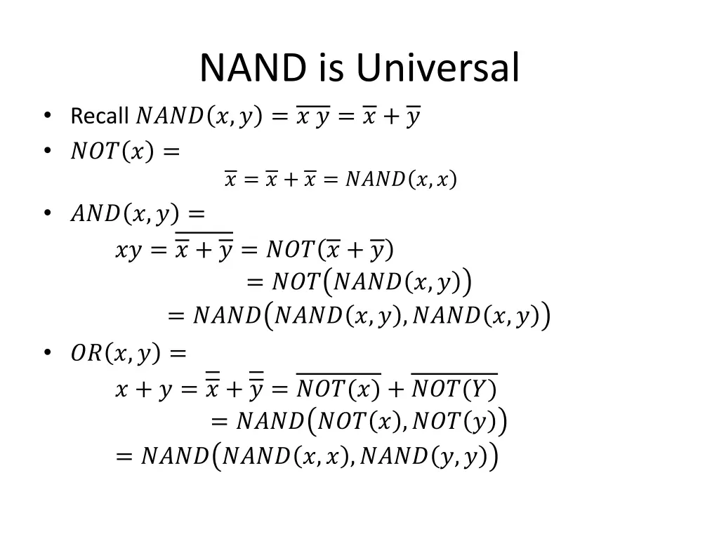 nand is universal recall