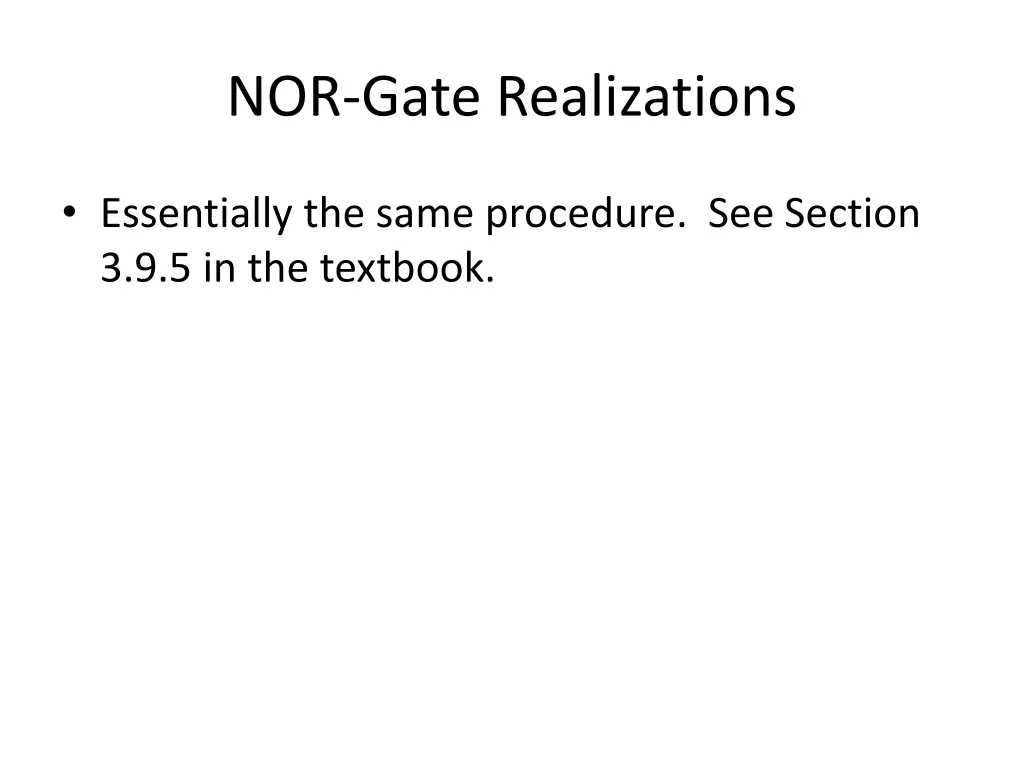 nor gate realizations