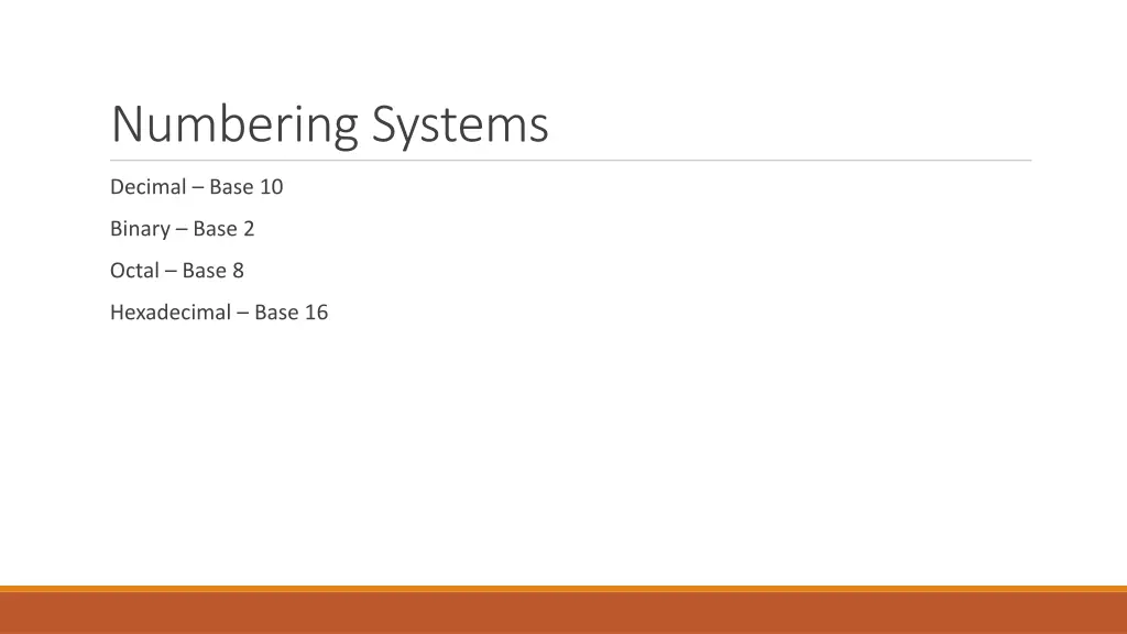 numbering systems