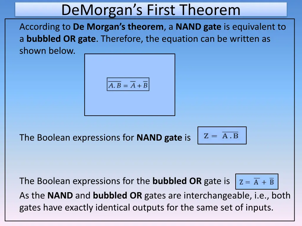 demorgan s first theorem according to de morgan