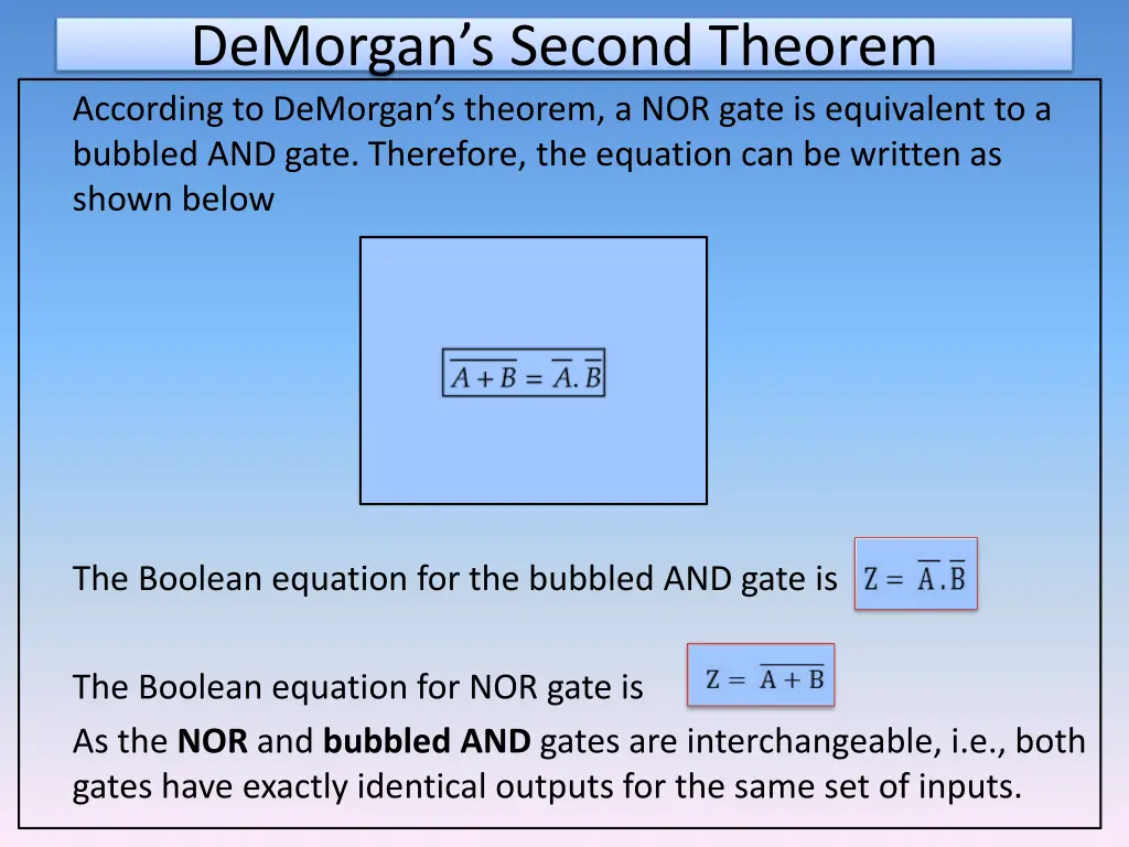 demorgan s second theorem according to demorgan