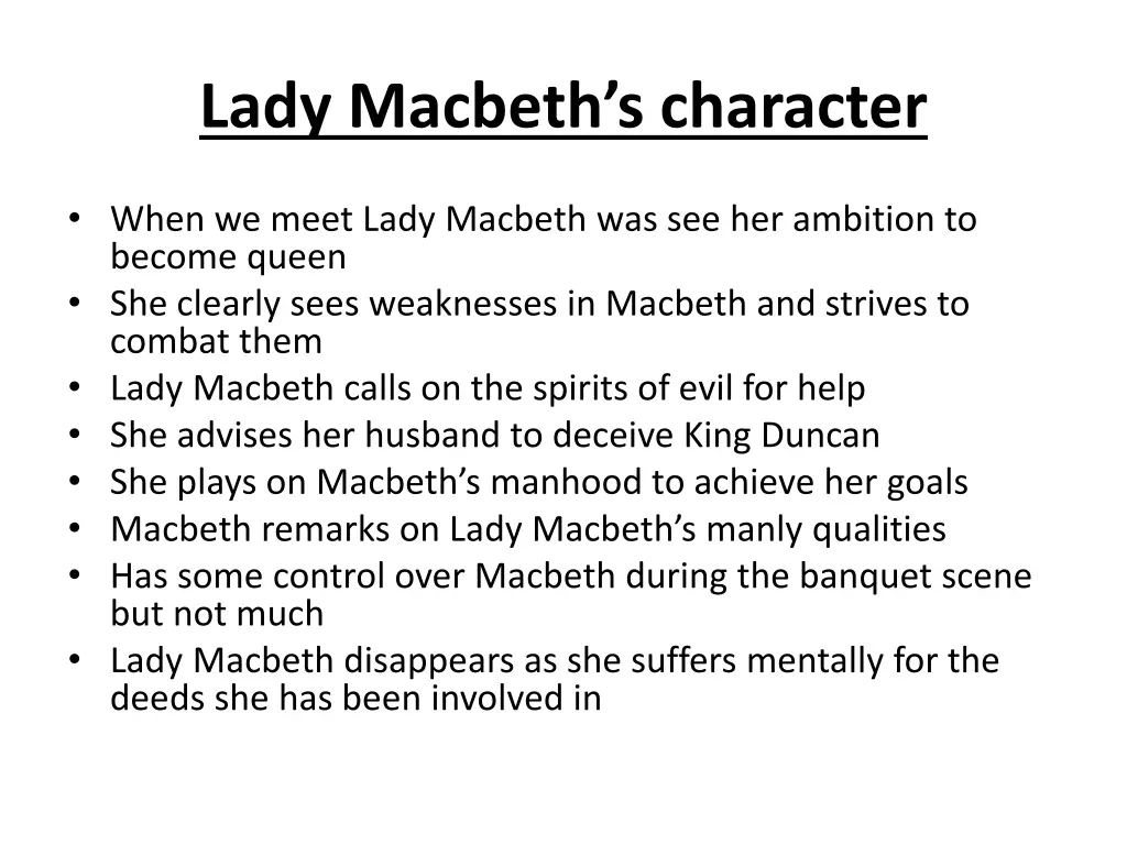 lady macbeth s character