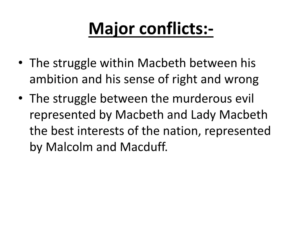 major conflicts