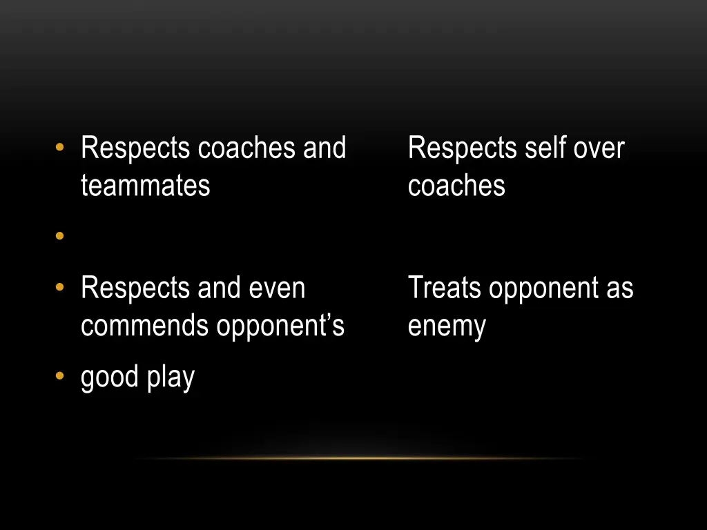 respects coaches and teammates