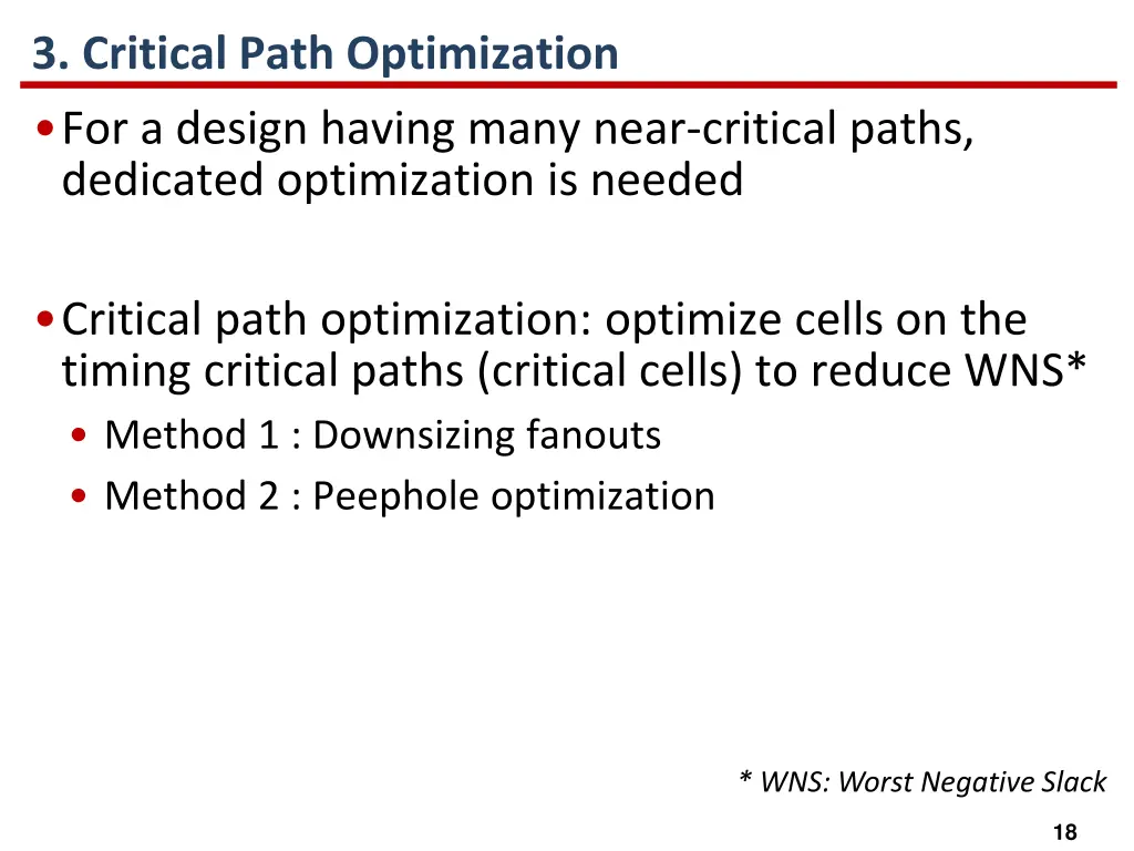 3 critical path optimization for a design having